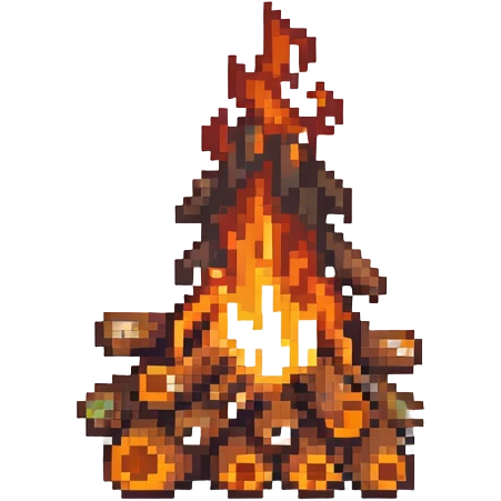 campfire with logs and flames emoji