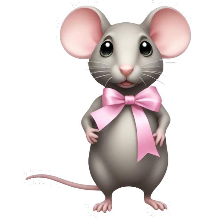 full body fat rat with light pink ribbon bow emoji
