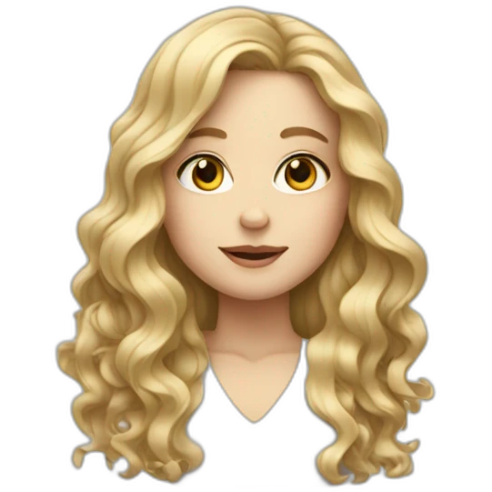 White girl with long wavy hair emoji