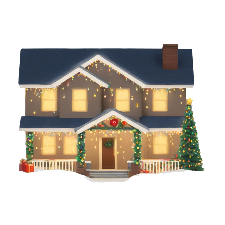 House with Christmas lights  emoji