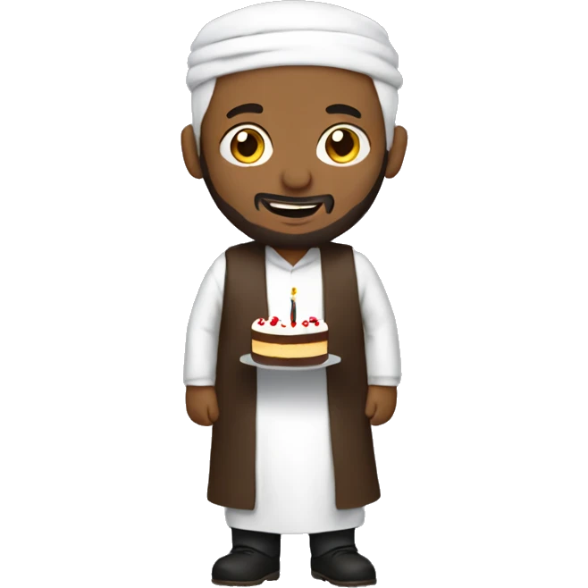 Islamic man with a cake emoji