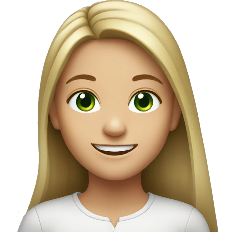 smiling girl with long hair and green eyes emoji