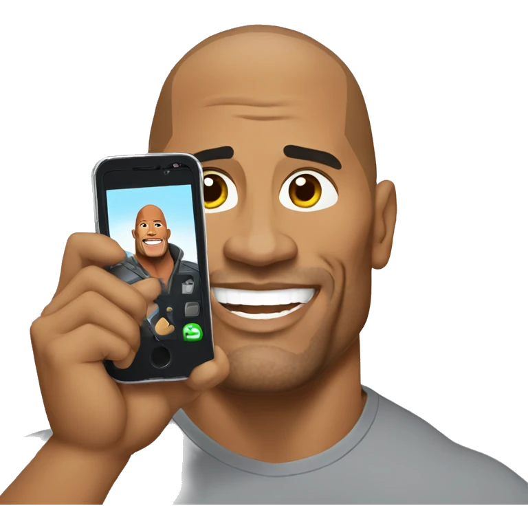dwayne johnson holding a mobile phone emoji