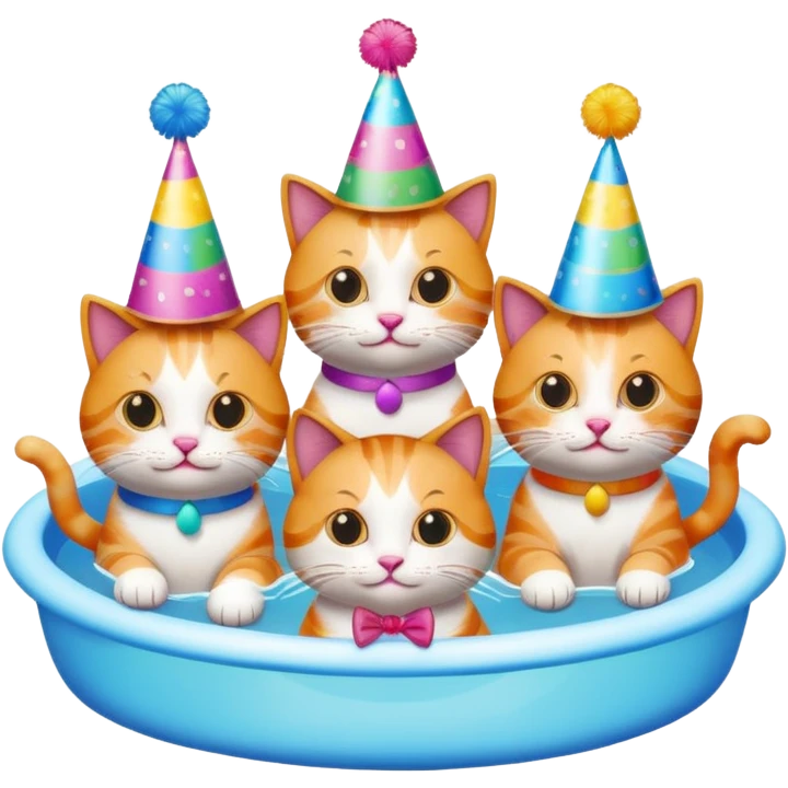 Cat pool party emoji