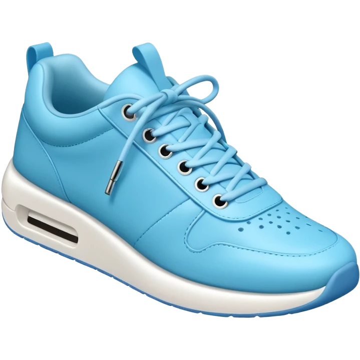 A 3D cartoon Sky Blue sneaker with soft texture, lace-up detail, and smooth reflections, isolated on plain background, Memoji-style. emoji