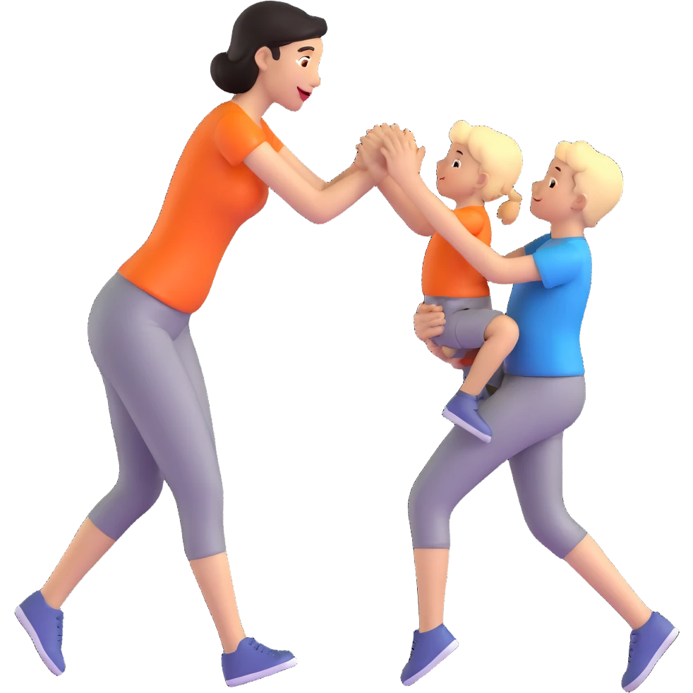 Mother and young son playing together emoji