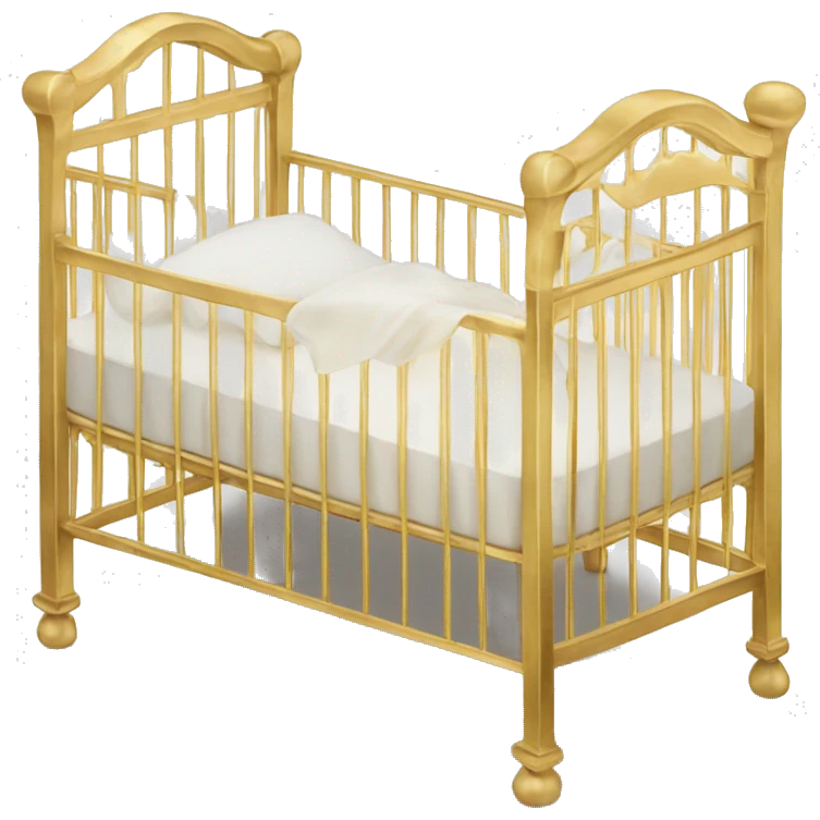 Gold baby crib with white mattress emoji