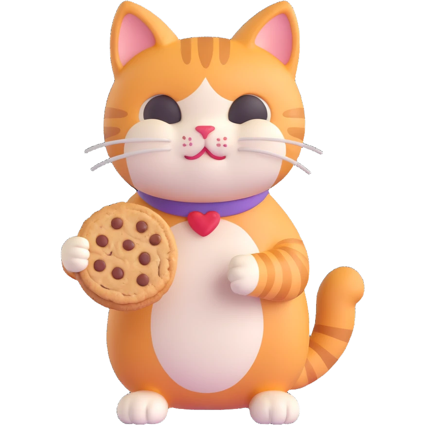 cat holding a cookie emoji