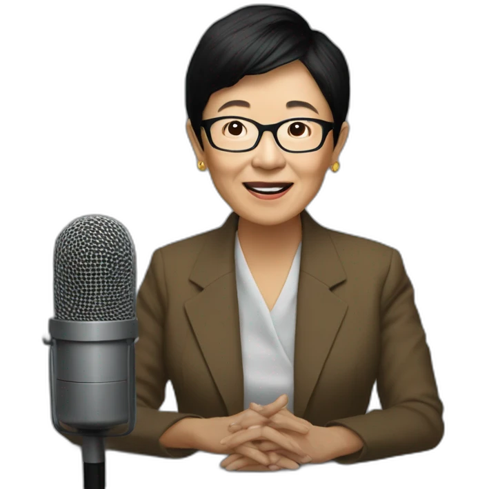 Maria Ressa talking on microphone emoji