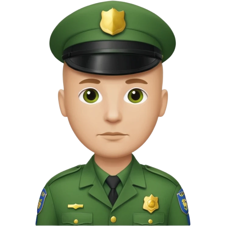 green uniform police bald no cap  emoji