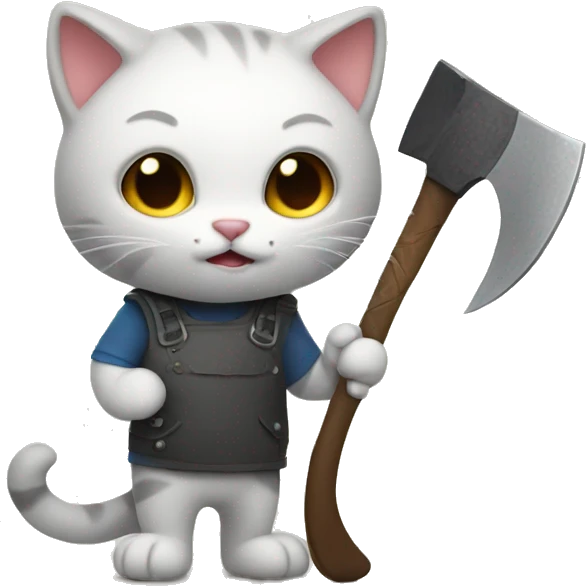 Kitty holding axe emoji