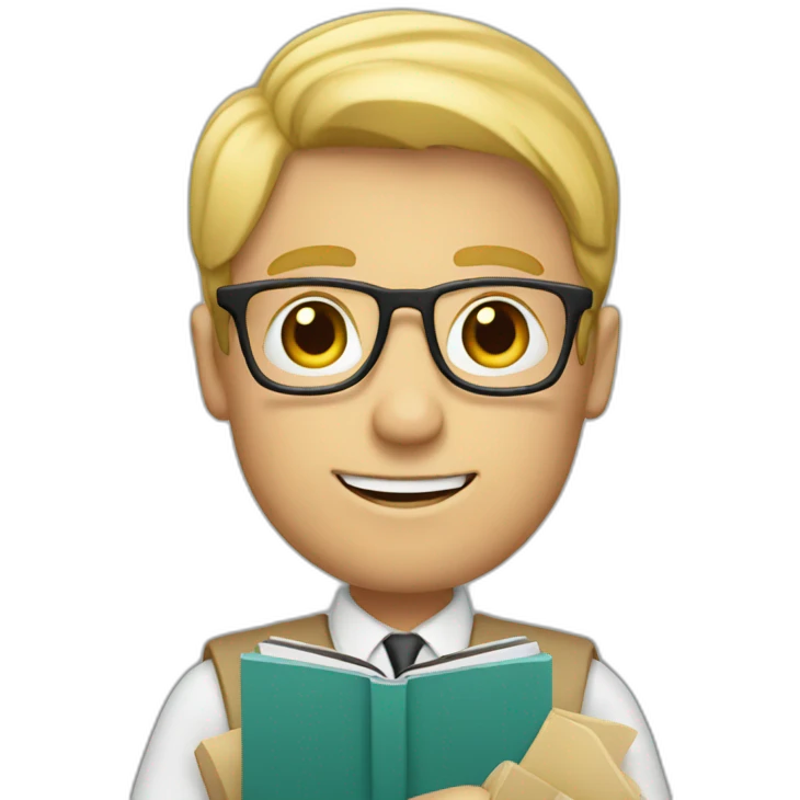 a teacher with blond hair and a book in his hand emoji