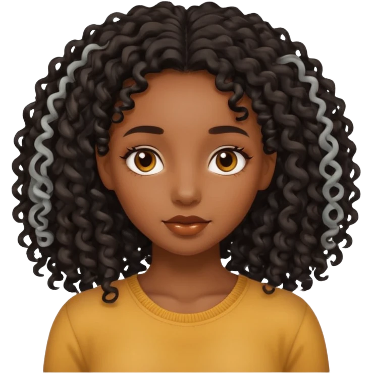 Black girl with long curly hair emoji