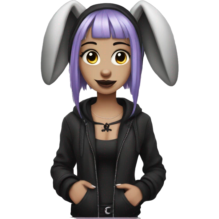 A goth girl with bunny ears emoji
