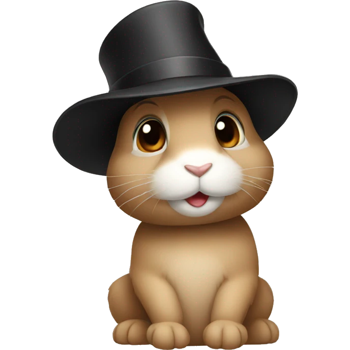 Rabbit wearing a black hat  emoji