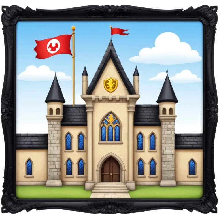 magic school, with a flag, flag on a roof emoji