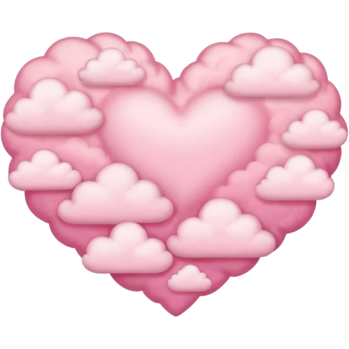 Dreamy pink aesthetic clouds with hearts emoji
