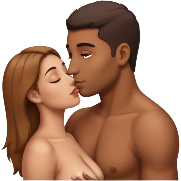 Brown Man sex naked busty female breasts kissing nude emoji