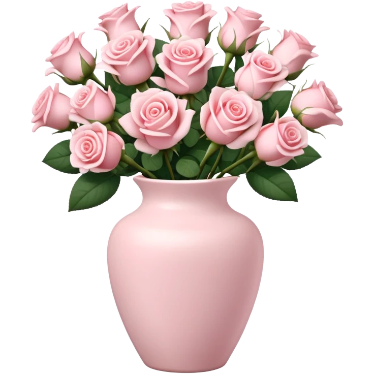 Light pink ceramic vase with a dozen soft roses emoji