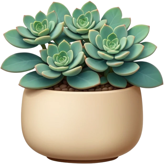 Sedum Pachyphyllum succulent with chubby blue-green leaves in a beige ceramic pot emoji