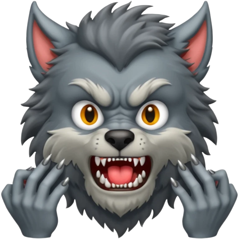 Create an emoji of Werewolf half bodied till waist sharp nails emoji