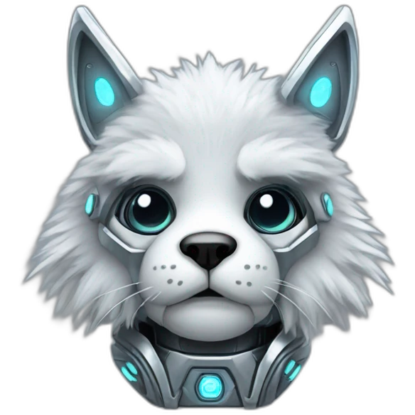 Cyber futuristic silver furry robot  emoji