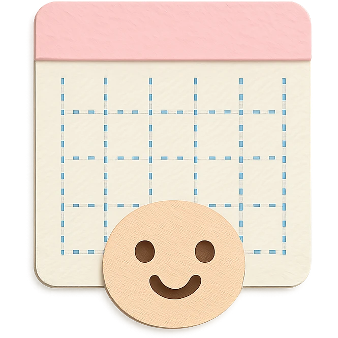 soft pastel gentle habit tracker grid with delicate dotted lines with a smiling face emoji