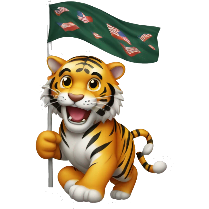 Tiger with winning flag emoji