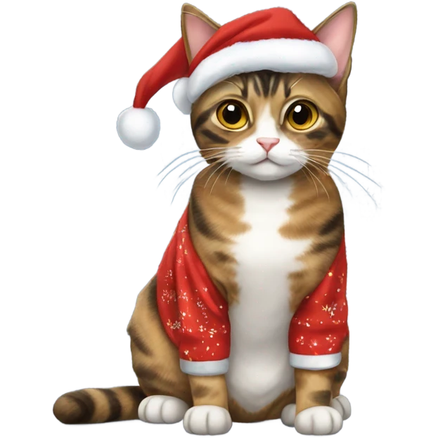 Torbie cat wearing Christmas pjs emoji