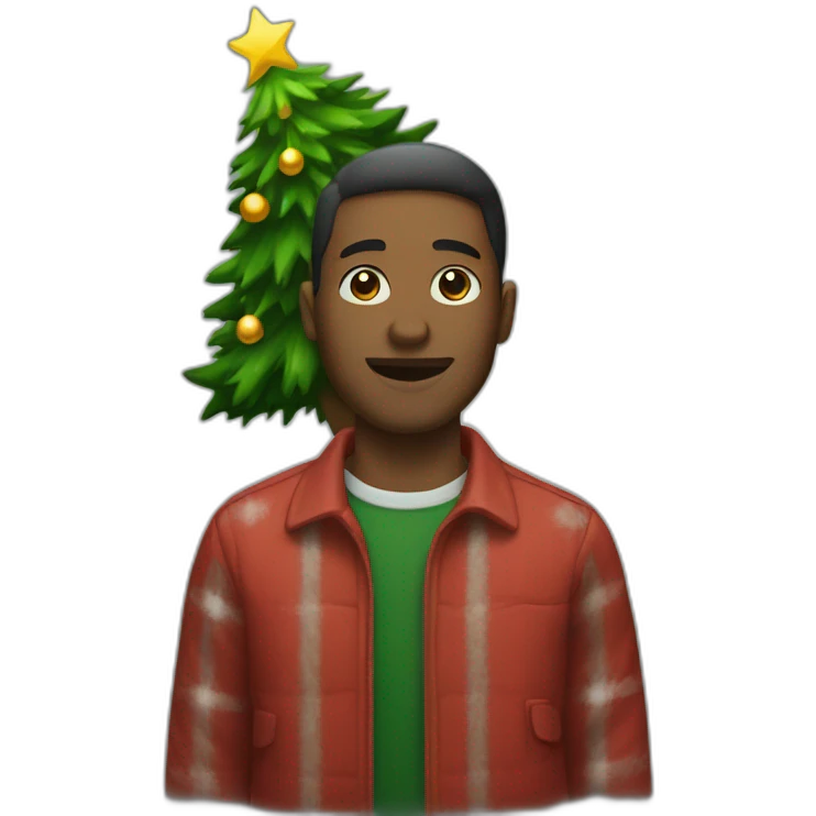 Man with a Christmas tree emoji