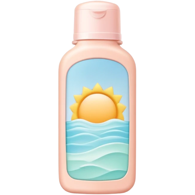 Sunscreen bottle with soft pastel colors, not bright emoji