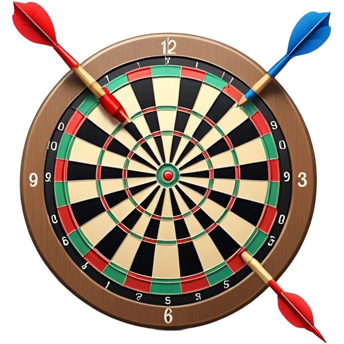 A dartboard with darts firmly stuck in the bullseye, surrounded by the colorful sections of the target. The background conveys a competitive atmosphere, with a subtle focus on precision and skill in the game of darts. emoji