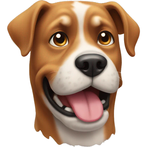A dog with silly face emoji