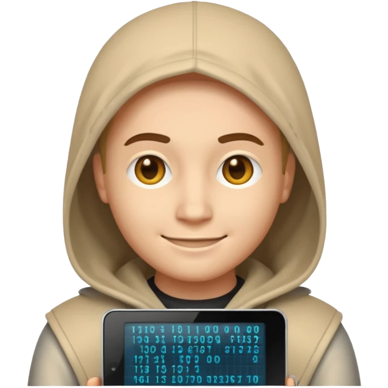 hacker emoji with binary code in background and sly smile emoji