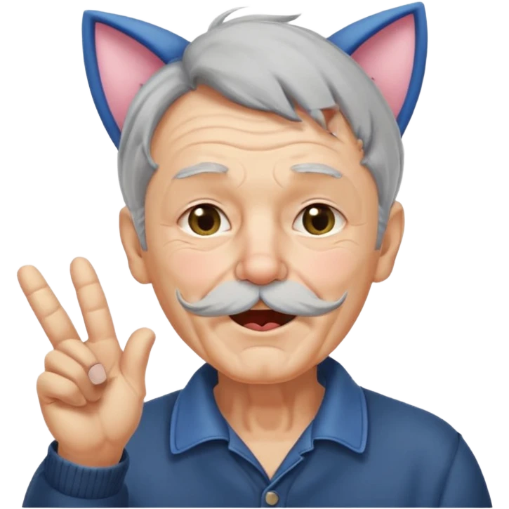 고양이귀가 달리고 윙크를 하며 뽀뽀를 날리는 할아버지 emoji