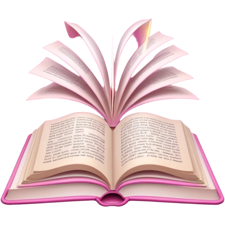 An open pink book with white magical lights emerging from its pages emoji