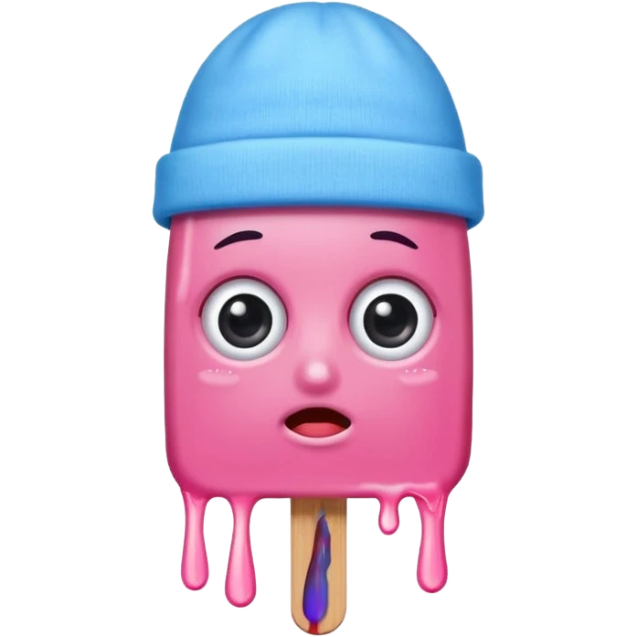 pink popsicle with eyes and beanie emoji