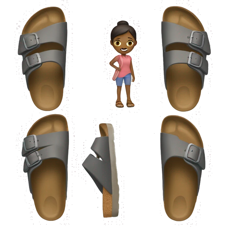 A woman wearing Birkenstock arizona sandals emoji