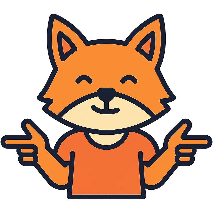 fox doing finger guns emoji