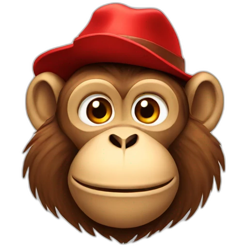 Cool Monkey with warm red hat emoji