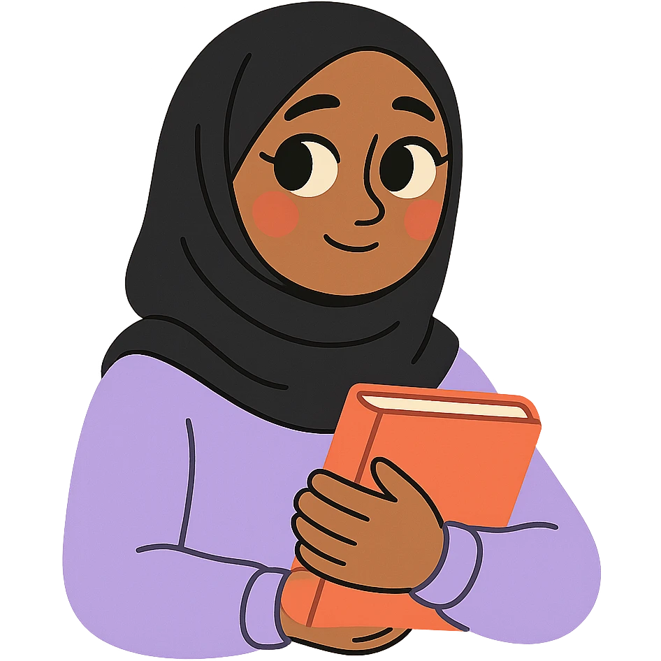 femme noire voilée, yeux doux, air studieuse, pastel-toon style emoji