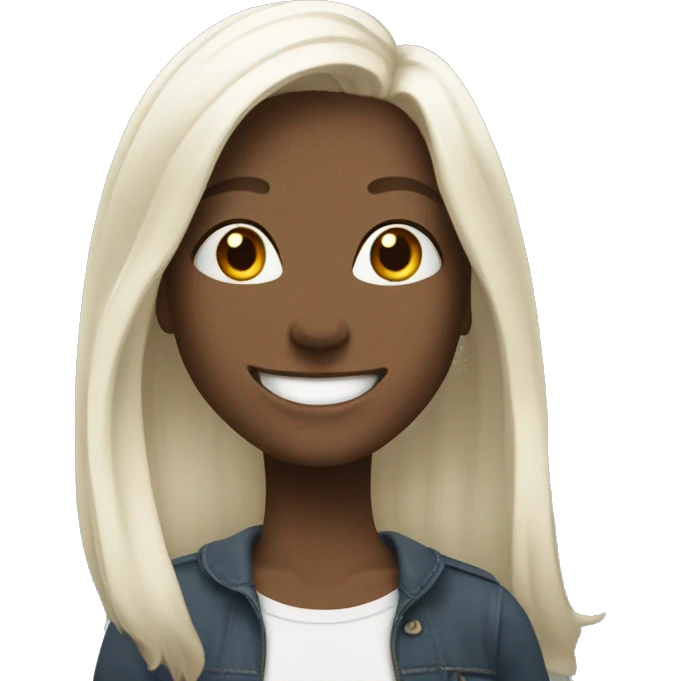 Girl in 18 white tall hair smiling excited  emoji