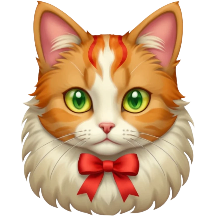 Dilute calico cat with ribbon emoji