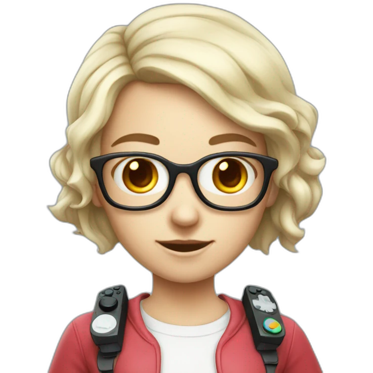 White nerd girl with gamepad  emoji