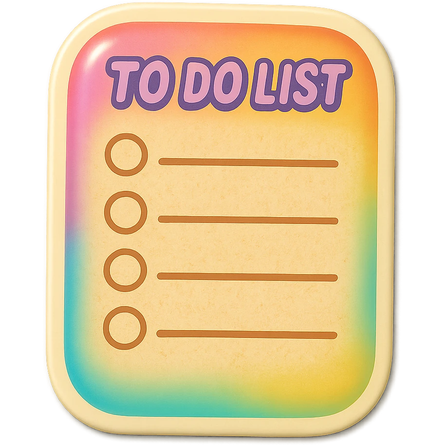 A to-do list in retro stickers style, with a vintage design and a retro vibe emoji