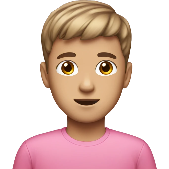 White boy with really brown hair and a bowlcut wearing pink clothes emoji
