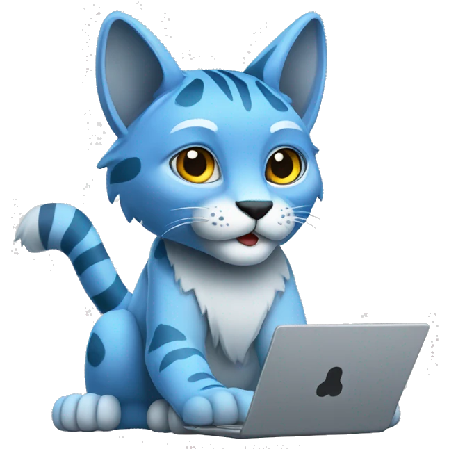A blue lynx with a laptop emoji