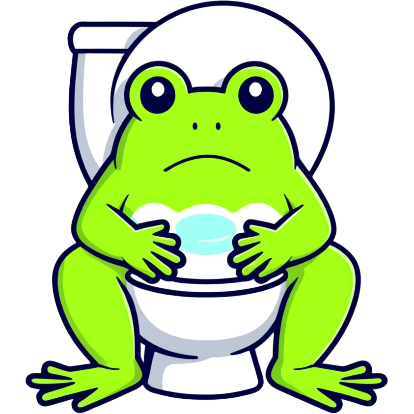 frog on toilet with frustrated face  emoji
