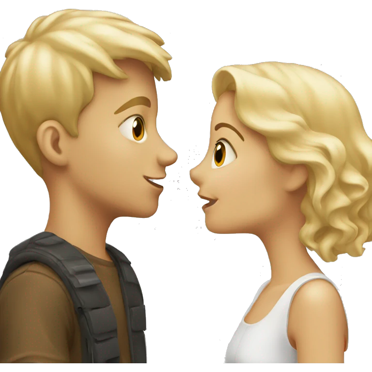 Blonde Girl and boy kissing emoji