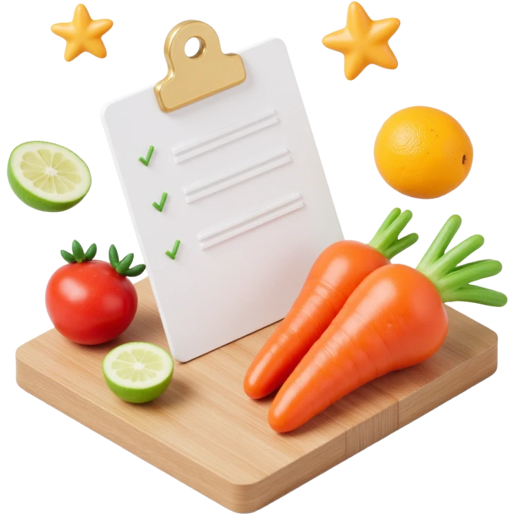 Floating Ingredients Around a List (with Transparent Background) emoji
